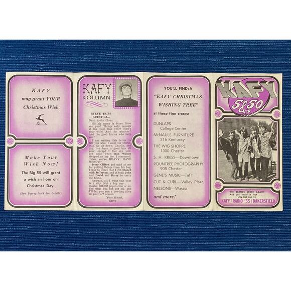 VTG 1967 Radio Station KAFY Music Survey Bakersfield California Beatles 55 999A - Picture 1 of 2